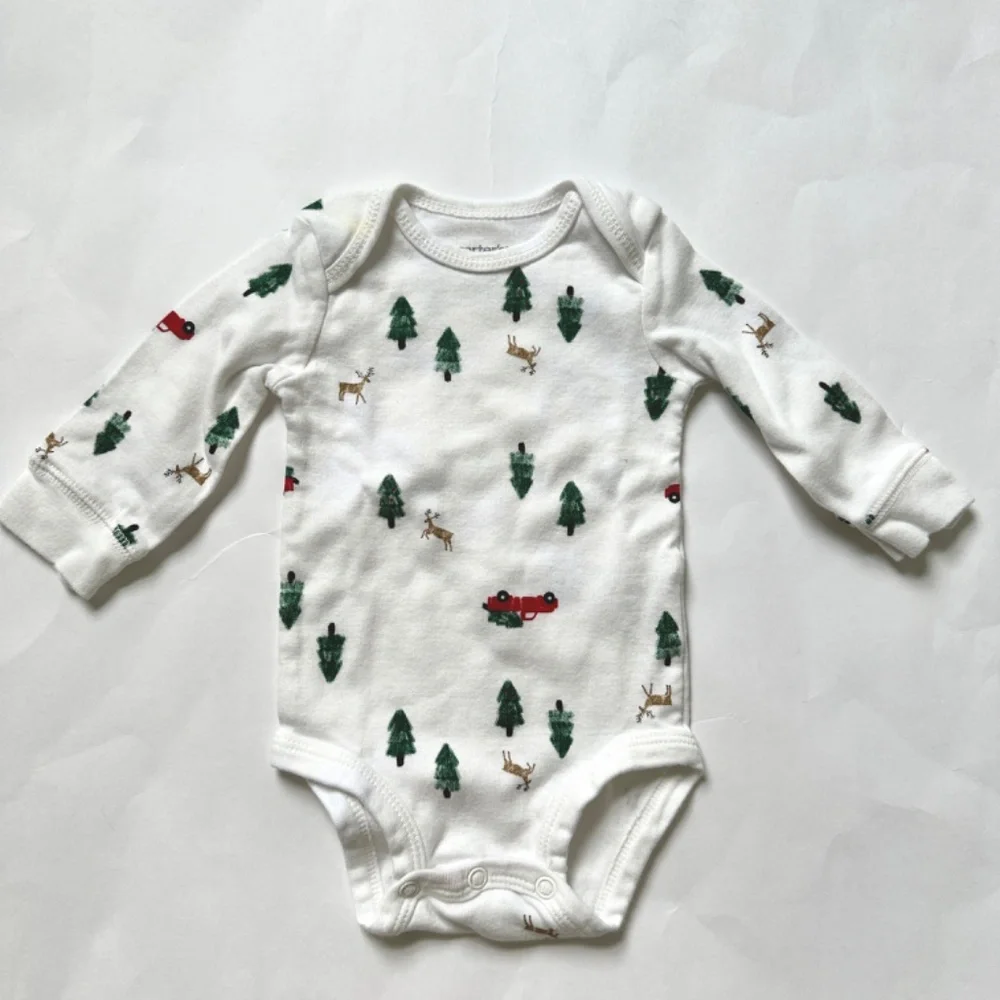 Carter's Christmas Long Sleeve Onesies Bundle 4 Winter Size 3M
